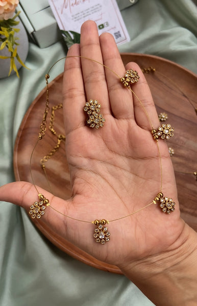 Invisible Flower Chain with Earrings