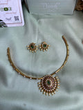 Pearl Kemp Pendant Hasli Necklace with Earrings