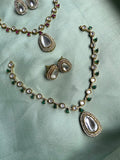 Moissanite Simple Droplet Necklace with Studs in 3 colours