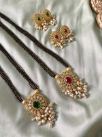 AD Premium Stone Mangalsutra with Rice pearl - 18 Inch  in 2 Colors (Price for each)