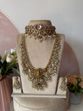 Guttapusalu Balaji Long Haram and Choker with Earrings