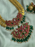 Peacock Non idol Kasumalai (Long haram )with Earrings