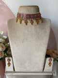 Pure Kemp Brass Flower Choker with Earrings