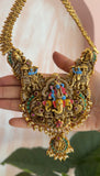 Meenakari Lord Krishna Pendant Long Necklace with Earrings