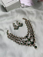 Premium Three Layer AD Necklace with Earrings in two Colors