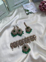Mossonite choker with earrings and teeka