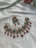 AD Ruby and Green Peacock Necklace with Earrings