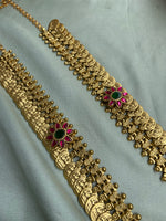 Pure Kemp Brass Coin Long Haram with Jhumkas