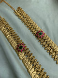 Pure Kemp Brass Coin Long Haram with Jhumkas
