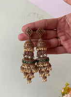 Elephant Multilayer Pearl Hanging Jhumkas in two Colors (Price for Each)