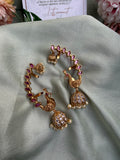 Peacock Ruby Earcuff Jhumkas