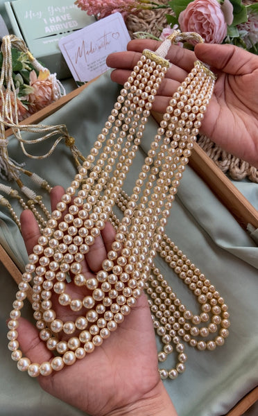 Five Line swarovski pearl mala