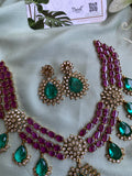 Designer Moissanite Hydro-Doublet Necklace with Earrings