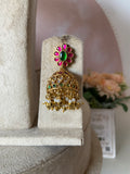 Pure Kemp Brass Golden Beads Haram with Jhumkas