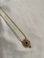 AD pendant pearl chain with earrings in 2 Colors