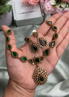 Jyothika Mam Inspired AD Green Pendant Necklace (Prices for Short, Long and Combo)