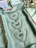 Moissanite Simple Droplet Necklace with Studs in 3 colours