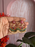 Circular Lotus Hanging Pearl Earrings
