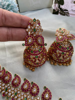 Bridal Brass Kemp Mango Long Haram with Jhumkas