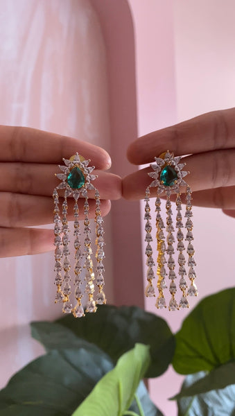 AD Droplet Green Stone Earrings