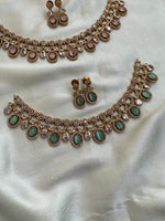 Two Layered Stone Necklace with Earrings