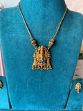 Affordable Meenakari Balaji and Lakshmi Long Chain with Earrings