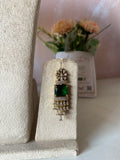 AD Emerald Solitaire Drop Necklace with Earrings