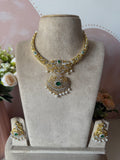 Diamond look alike Classic Heritage AD Necklace with Earrings in 2 Colors