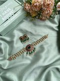 Simple 3 line Pearl Kemp Choker with Earrings