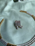 Gold Tone AD Necklace with Earrings