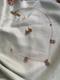 AD Flower Invisible Chain with Earrings