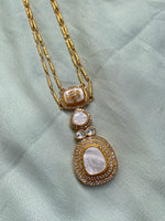 Mother of Pearl 18 Inch Long Chain with Earrings