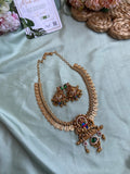 Detachable Lakshmi Pendant Coin Necklace with Jhumkas