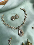 Moissanite Simple Droplet Necklace with Studs in 3 colours