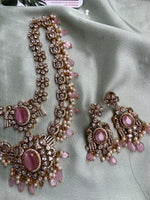 Victorian Two Layer Baby Pink Necklace with Earrings