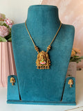 Affordable Meenakari Temple Lotus Lakshmi Long Chain with Earrings