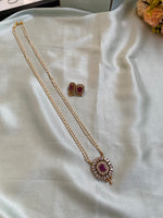 AD pendant pearl chain with earrings in 2 Colors