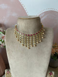 Simple Layered Ruby Pearl Necklace with Earrings