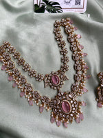 Victorian Two Layer Baby Pink Necklace with Earrings