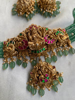 Lakshmi Green Beads Choker with Jhumkas