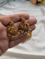 Antique Gold Sri Ram Necklace with earrings