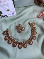 Kemp Circle Flower Ruby Green Short and Long Necklace with Earrings (Prices for Combo, Short and Long)