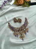 AD Peacock Purple Necklace with Jhumkas