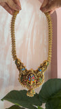 Meenakari Lord Krishna Pendant Long Necklace with Earrings