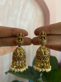 Lakshmi Golden and White Pearl Jhumkas