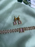Simple leaf Dainty AD Necklace with Earrings in 3 Colors (Price for Each)