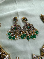 AD Hasli Peacock Necklace with Earrings in two Colors