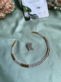 Gold Tone AD Necklace with Earrings