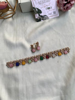 Multi-Color AD Pattern Necklace with Earrings