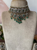 Designer Mossanite Victorian Pearl Choker with Earrings